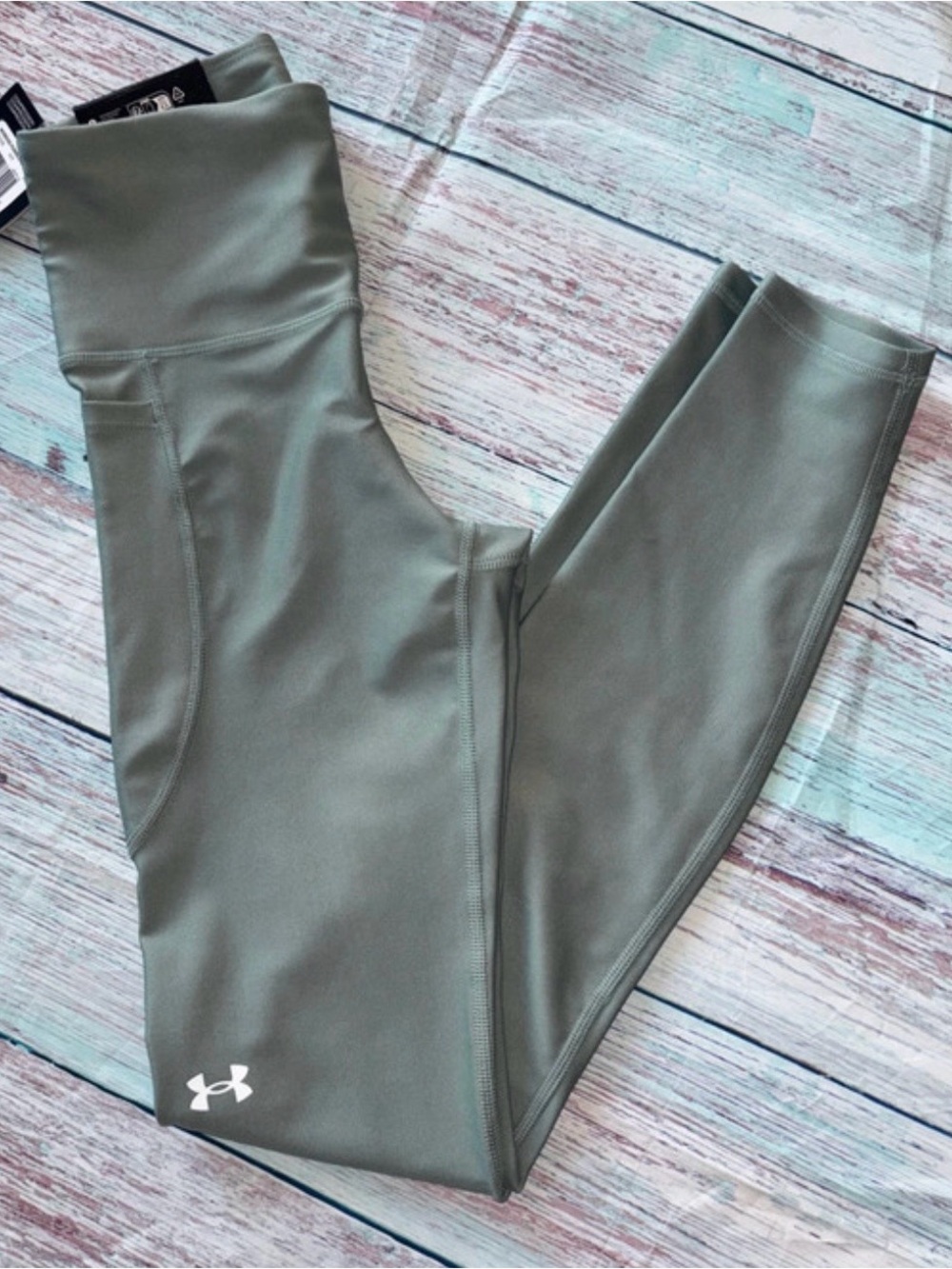 NWT Under Armour Full Length Compression Leggings Olive Green High Rise XS
